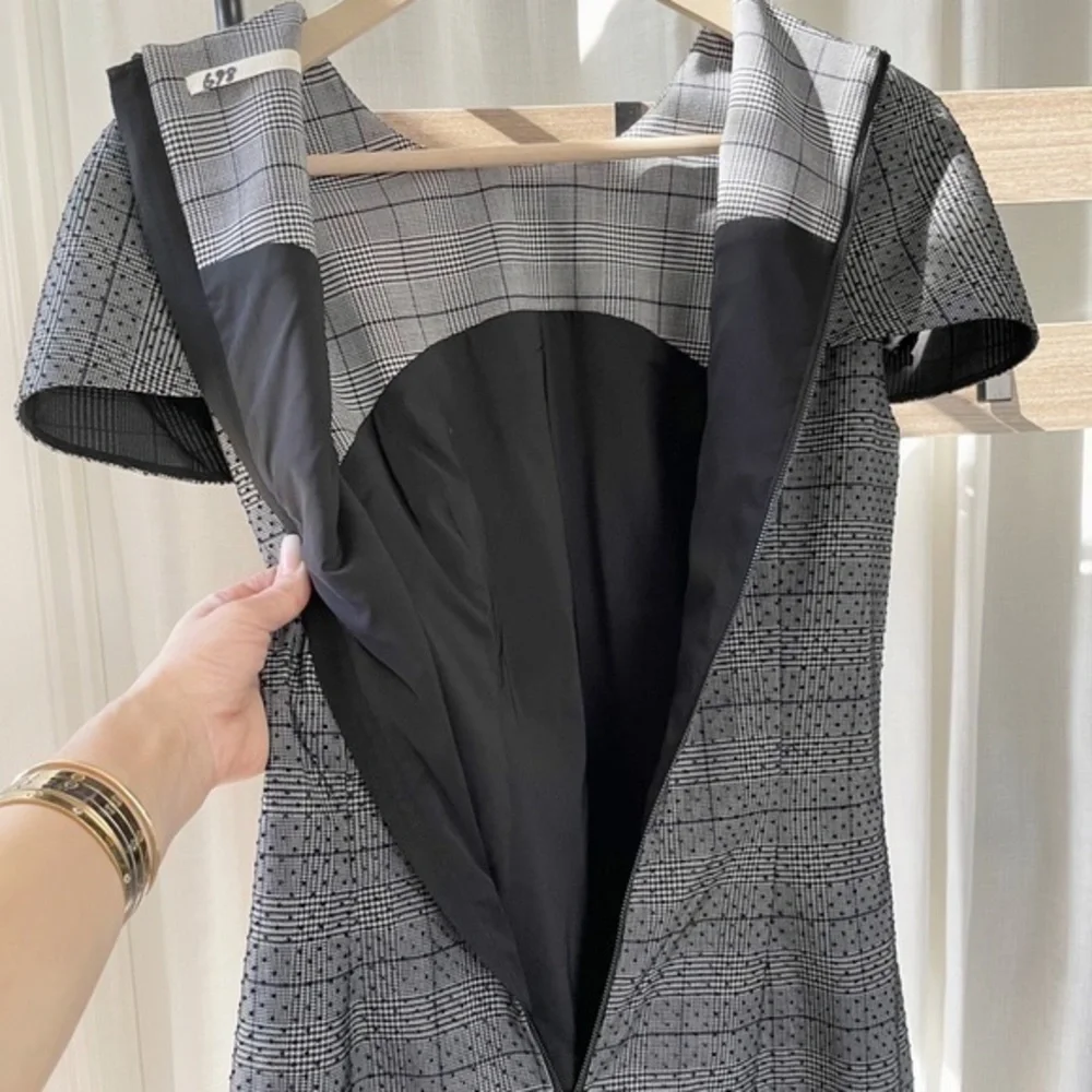 🆕 Jason Wu Collection Runway Cap Sleeve Plaid & Polka Dot Lace Midi Dresse - Picture 10 of 16